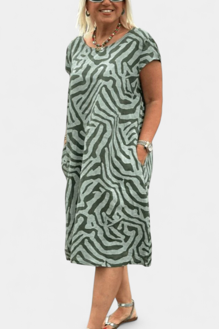 Nola Vestido con Manga Acampanada y Corte en A