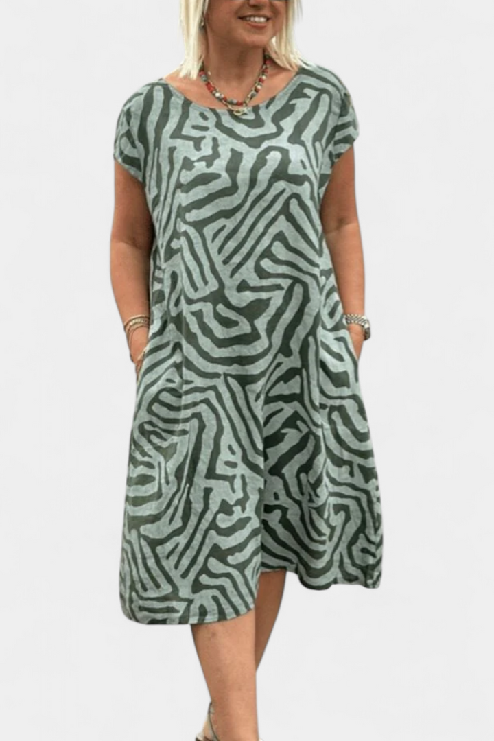 Nola Vestido con Manga Acampanada y Corte en A